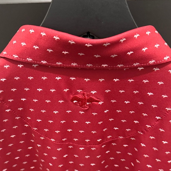Men's Red Patterned Polo Shirt - Picture 5 of 6